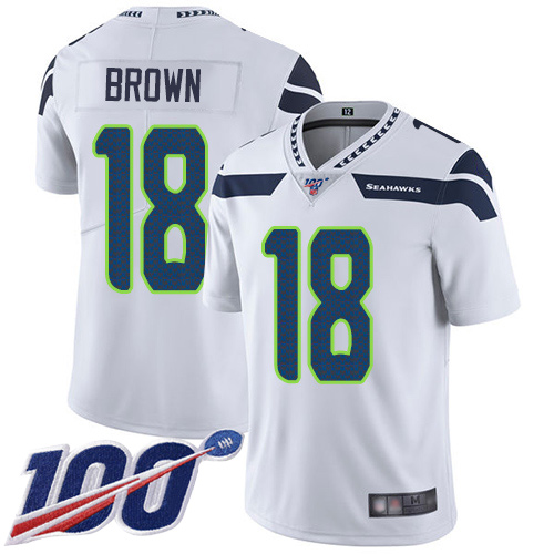 Seattle Seahawks Limited White Men Jaron Brown Road Jersey NFL Football #18 100th Season Vapor Untouchable